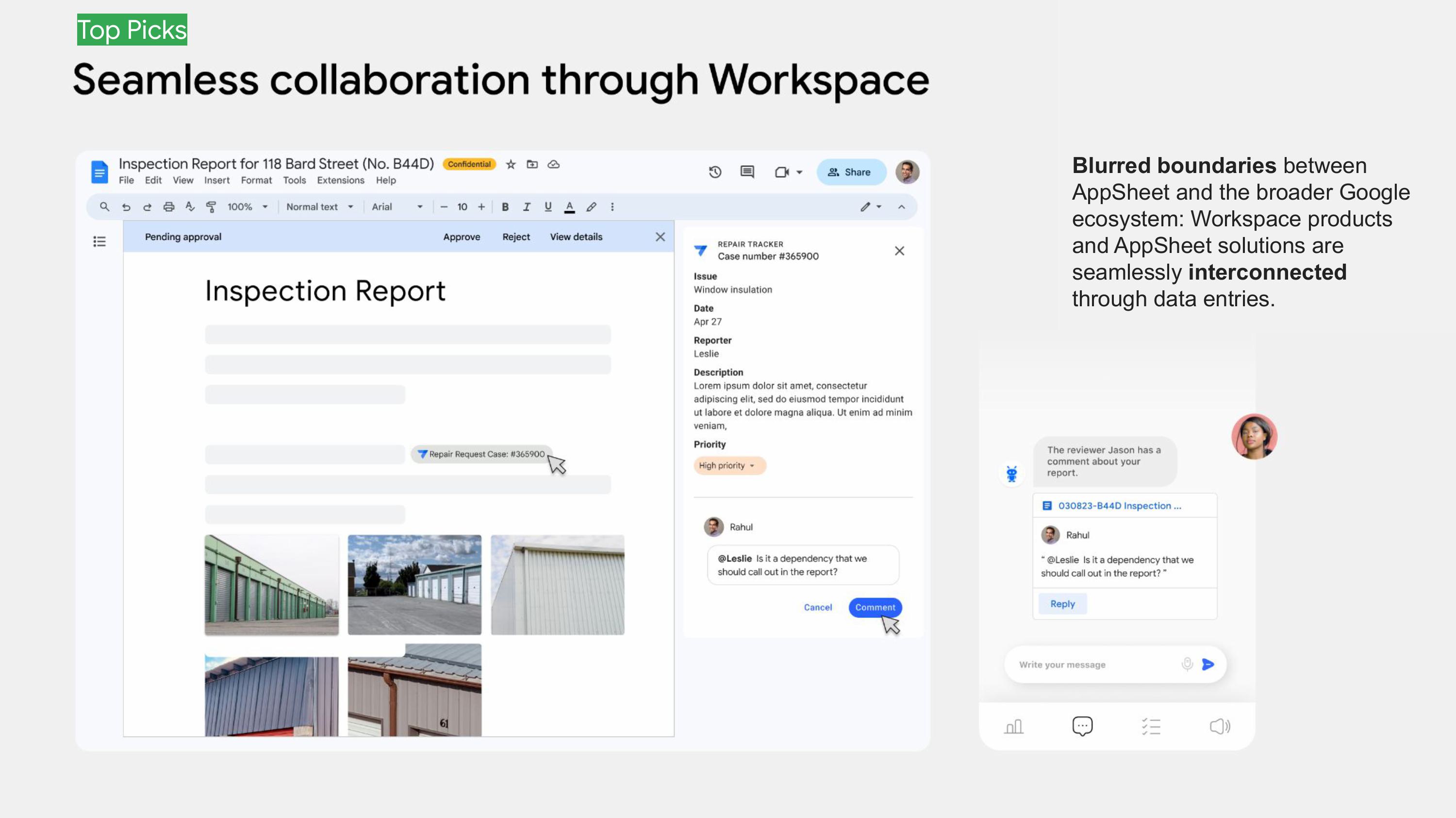 Seamless collaboration between AppSheet and Google Workspace showing blurred boundaries between the two ecosystems