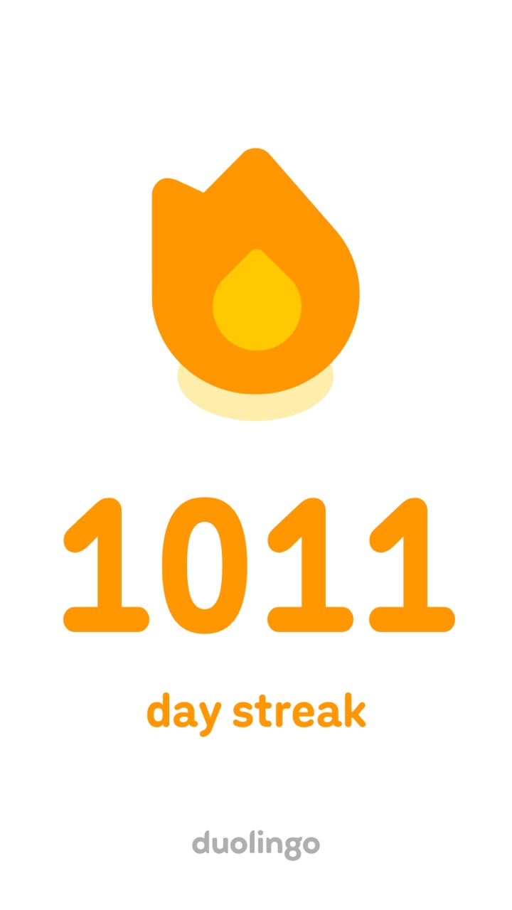 1011 day streak on Duolingo